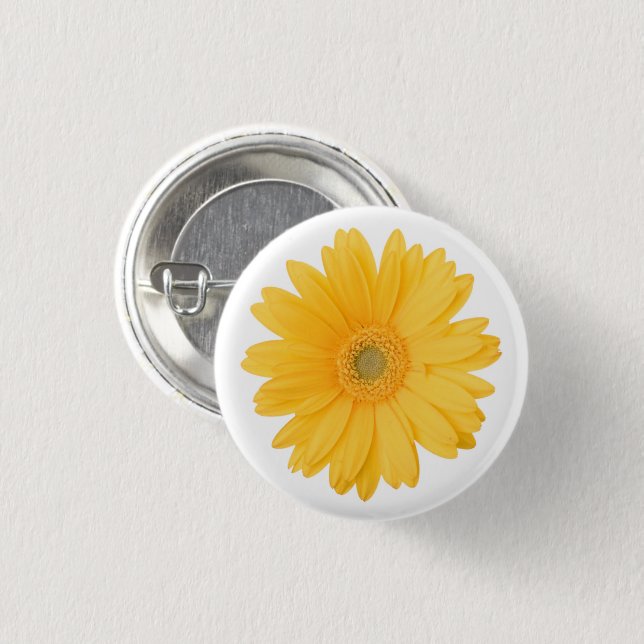 Bright Yellow Gerbera Daisy Flower 3 Cm Round Badge (Front & Back)