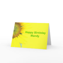 Bright Yellow Girls Birthday Custom Greeting Card
