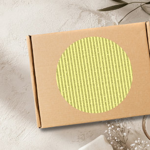 Bright Yellow Glitter Style Vertical Stripes Classic Round Sticker