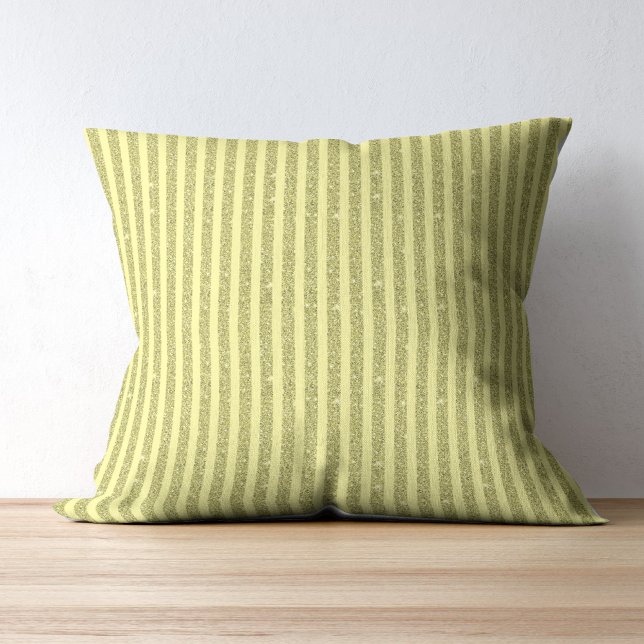Bright Yellow Glitter Style Vertical Stripes Cushion (Creator Uploaded)
