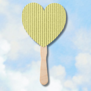 Bright Yellow Glitter Style Vertical Stripes Hand Fan