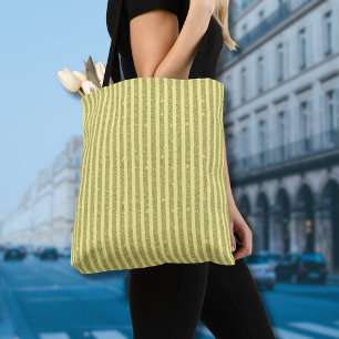 Bright Yellow Glitter Style Vertical Stripes Tote Bag