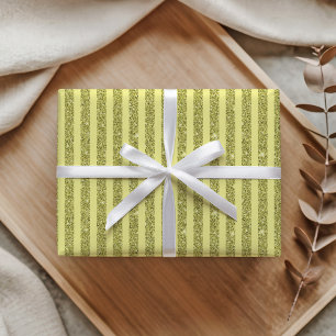 Bright Yellow Glitter Style Vertical Stripes Wrapping Paper