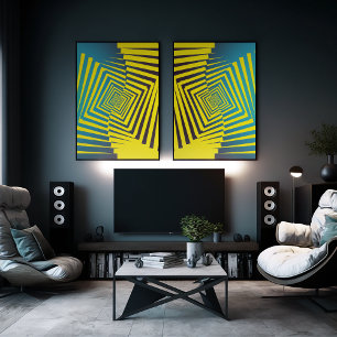 Bright Yellow Green Abstract Jungle Style Pattern Poster