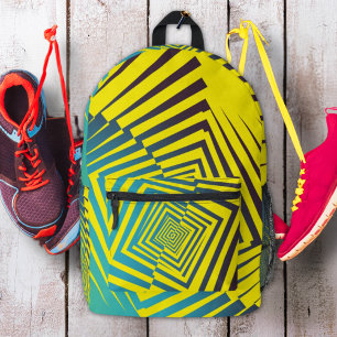 Bright Yellow Green Abstract Jungle Style Pattern Printed Backpack