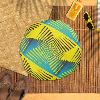 Bright Yellow Green Abstract Jungle Style Pattern Round Cushion