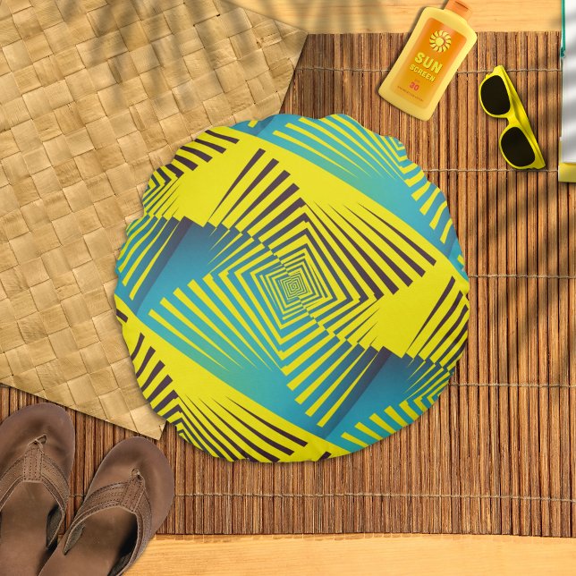 Bright Yellow Green Abstract Jungle Style Pattern Round Cushion (Creator Uploaded)