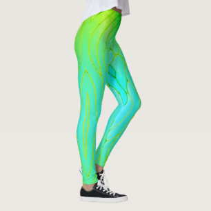 Bright Yellow, Green and Teal Leggings