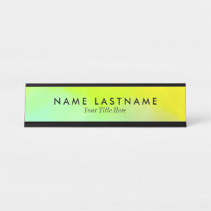 Bright Yellow Green Custom Desk Name Plate