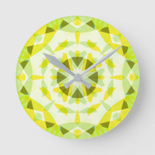 Bright Yellow Green Magic Star Summer Baby Nursery Round Clock
