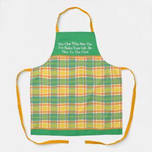 Bright Yellow & Green Plaid Summer  Apron