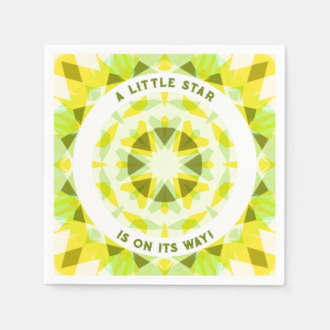 Bright Yellow Green Star Gender Reveal Baby Shower Napkin (Front)
