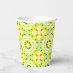 Bright Yellow Green Star Gender Reveal Baby Shower Paper Cups