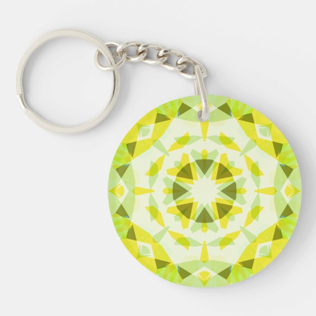 Bright Yellow Green Summer Star Dopamine Decor Art Key Ring (Front)