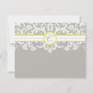 Bright Yellow & Grey Damask Response Cards