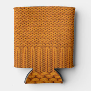 Bright yellow: handmade knitted texture. can cooler