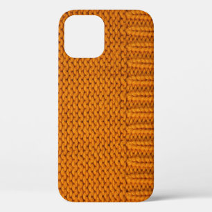 Bright yellow: handmade knitted texture. iPhone 12 case