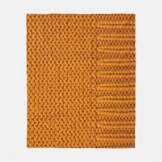 Bright yellow: handmade knitted texture. fleece blanket (Front)