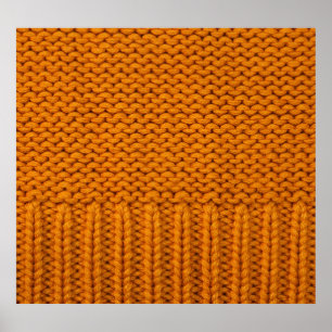 Bright yellow: handmade knitted texture. poster