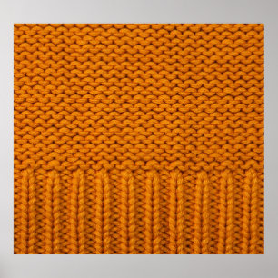 Bright yellow: handmade knitted texture. poster