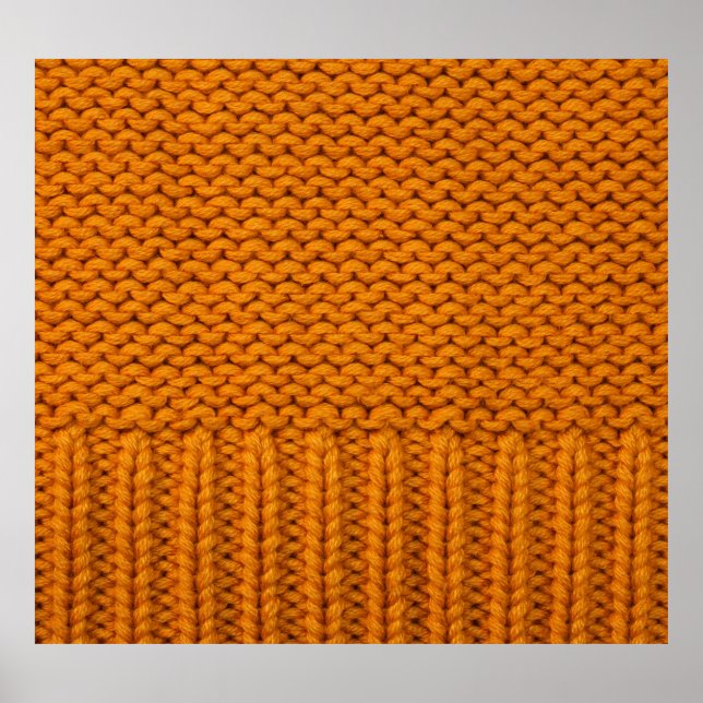 Bright yellow: handmade knitted texture. poster (Front)