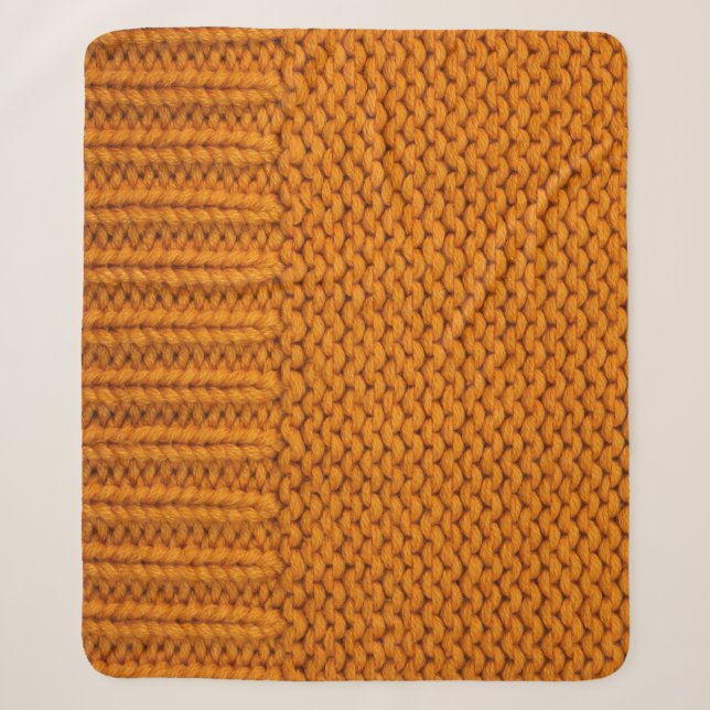 Bright yellow: handmade knitted texture. sherpa blanket (Front)
