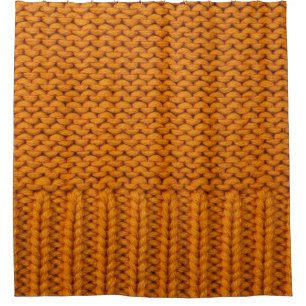 Bright yellow: handmade knitted texture. shower curtain