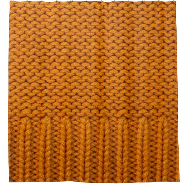 Bright yellow: handmade knitted texture. shower curtain (Front)