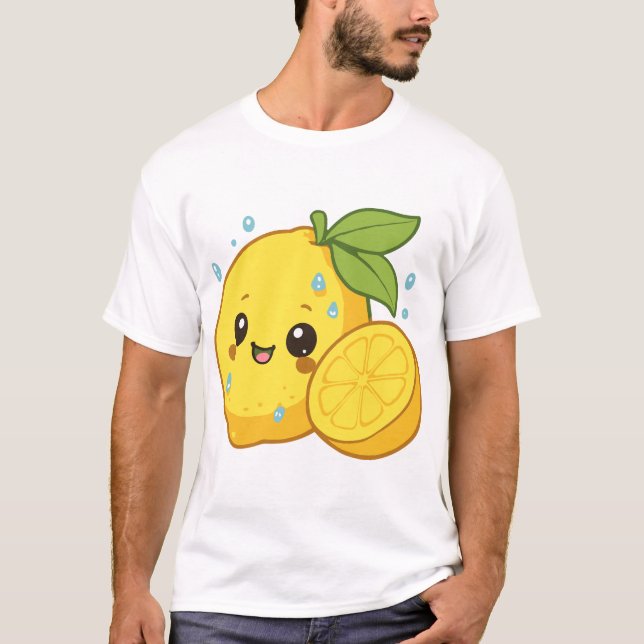 Bright Yellow Happy Citrus Lemon T-Shirt (Front)