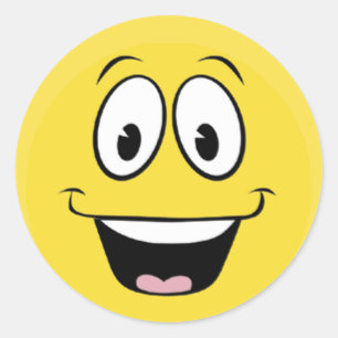 Bright Yellow Happy Smiling Face Classic Round Sticker