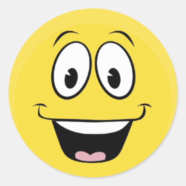 Bright Yellow Happy Smiling Face  Classic Round Sticker (Front)