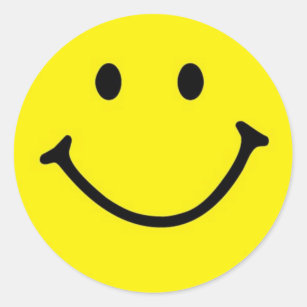 Bright Yellow Happy Smiling Face  Classic Round Sticker