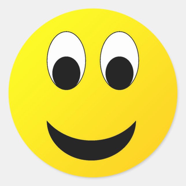 Bright Yellow Happy Smiling Face  Classic Round Sticker (Front)