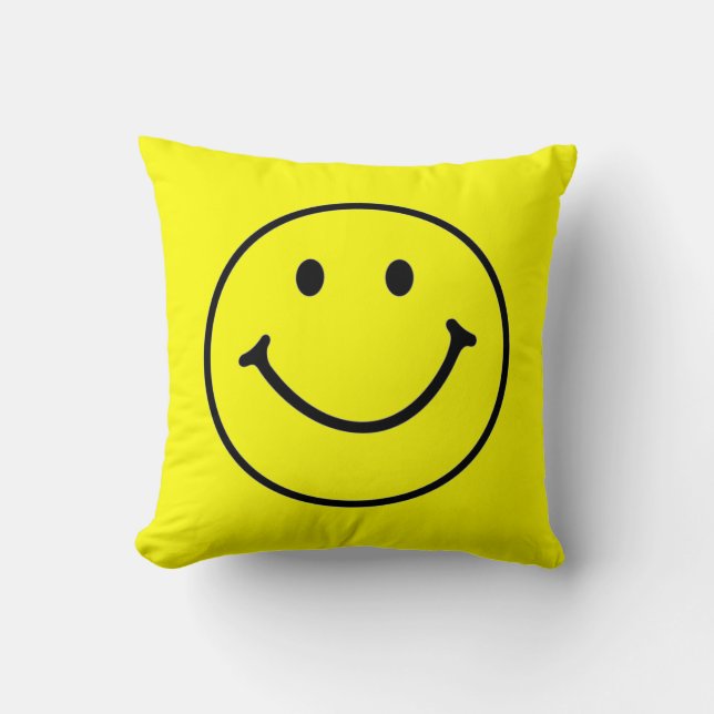 Bright Yellow Happy Smiling Face  Cushion (Front)