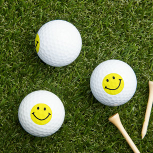 Bright Yellow Happy Smiling Face Golf Balls