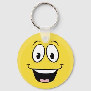 Bright Yellow Happy Smiling Face  Key Ring