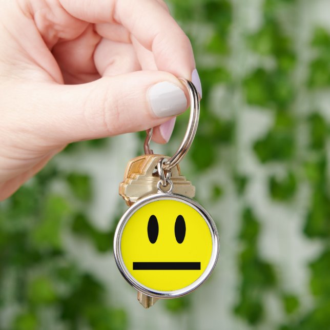 Bright Yellow Happy Smiling Face  Key Ring (Hand)