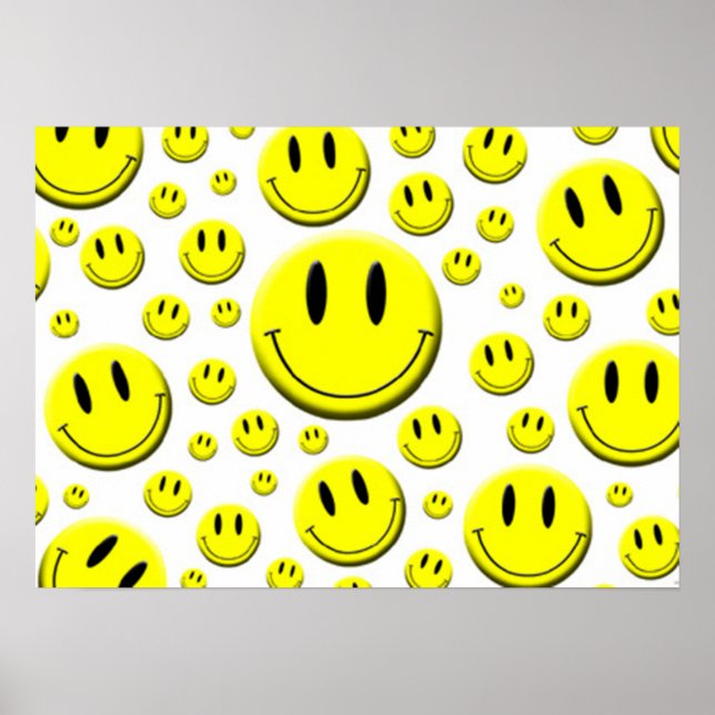 Bright Yellow Happy Smiling Face  Poster (Front)