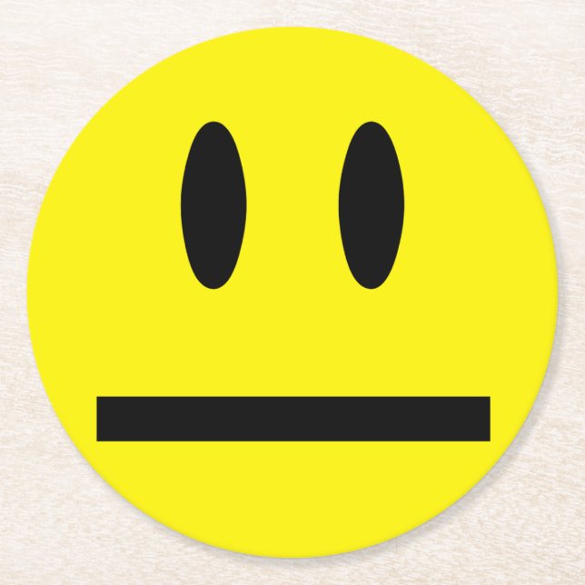 Bright Yellow Happy Smiling Face  Round Paper Coaster (Front)