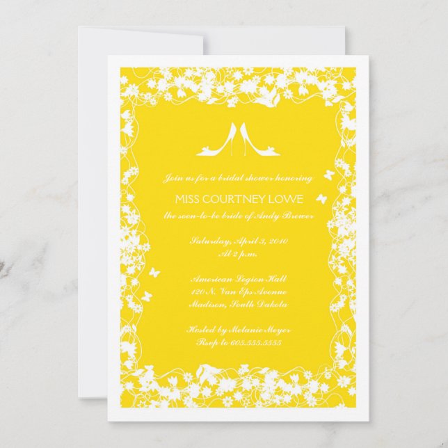 Bright Yellow Heels Bridal Shower Invitation (Front)