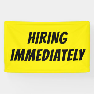 Bright Yellow HIRING IMMEDIATELY Banner – High-Vis