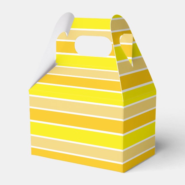 Bright Yellow Horizontal Striped Favour Box (Front Side)