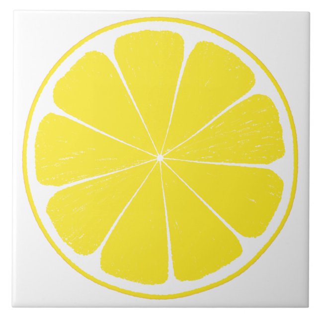 Bright Yellow Lemon Citrus Fruit Slice Design Tile (Front)