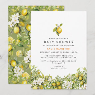 Bright Yellow Lemon Garden   Summer Baby Shower Invitation