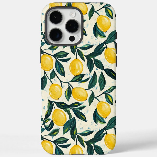 Bright Yellow Lemon Patterned Case-Mate iPhone Case (Back)