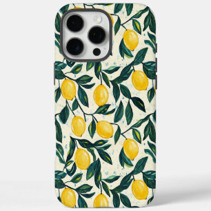 Bright Yellow Lemon Patterned iPhone 16 Pro Max Case