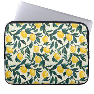 Bright Yellow Lemon Patterned Laptop Sleeve