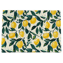 Bright Yellow Lemon Patterned Spiral Notebook