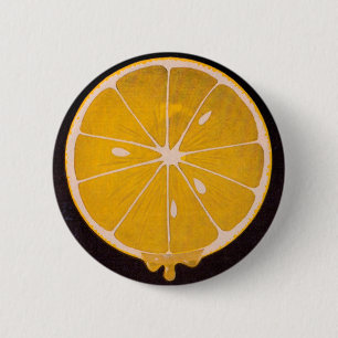 bright yellow lemon slice 6 cm round badge
