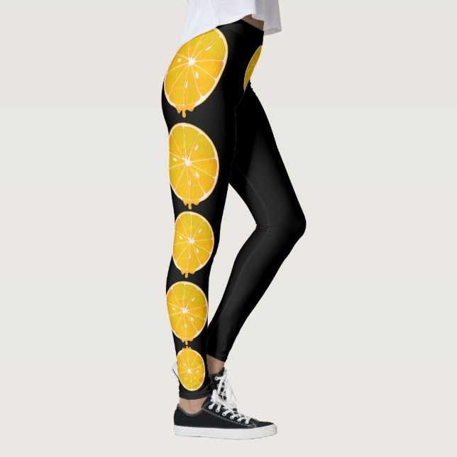 bright yellow lemon slice leggings (Right)